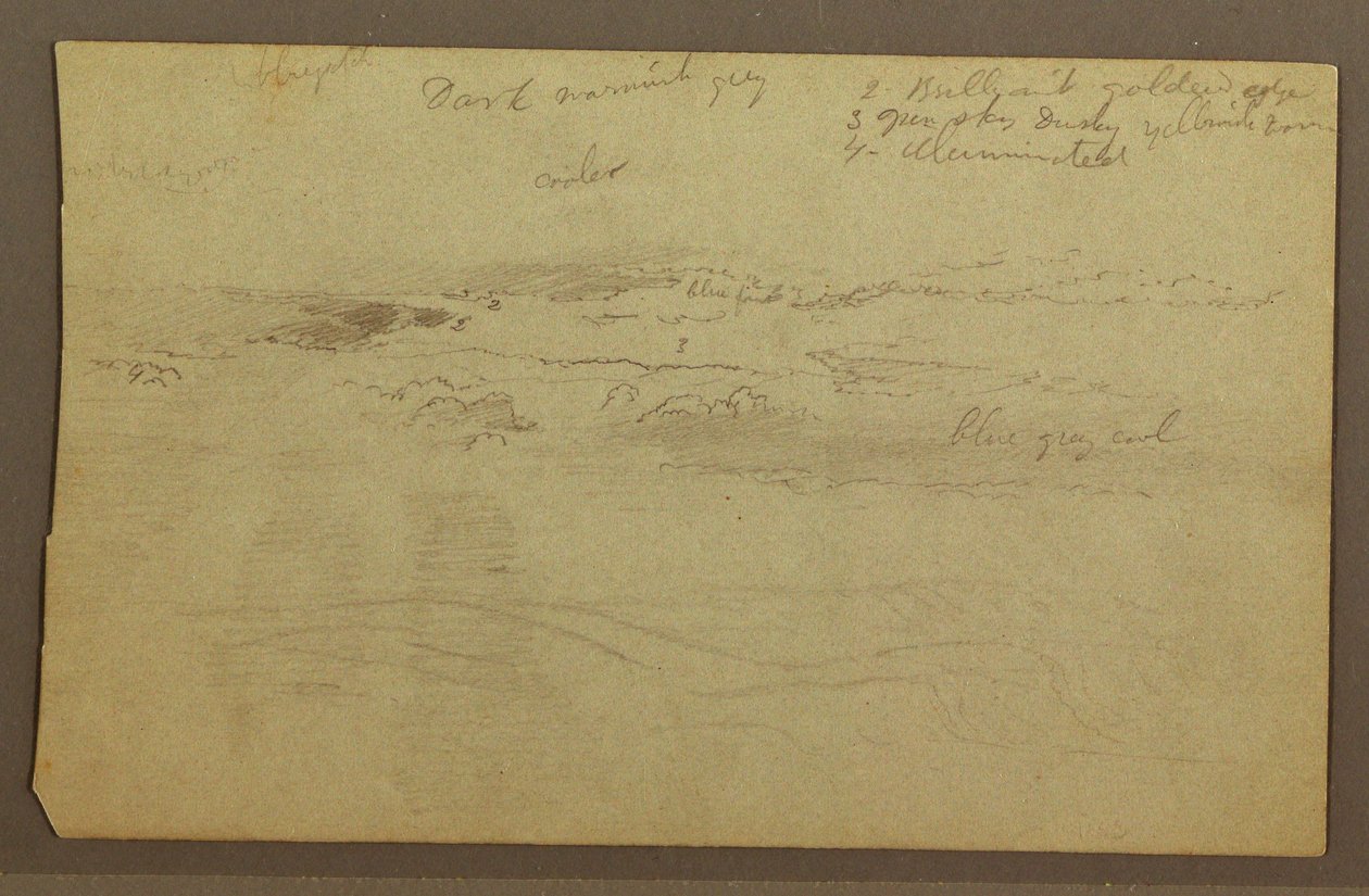 Teckning, Molnstudie över kullar, 1860-talet av Frederic Edwin Church