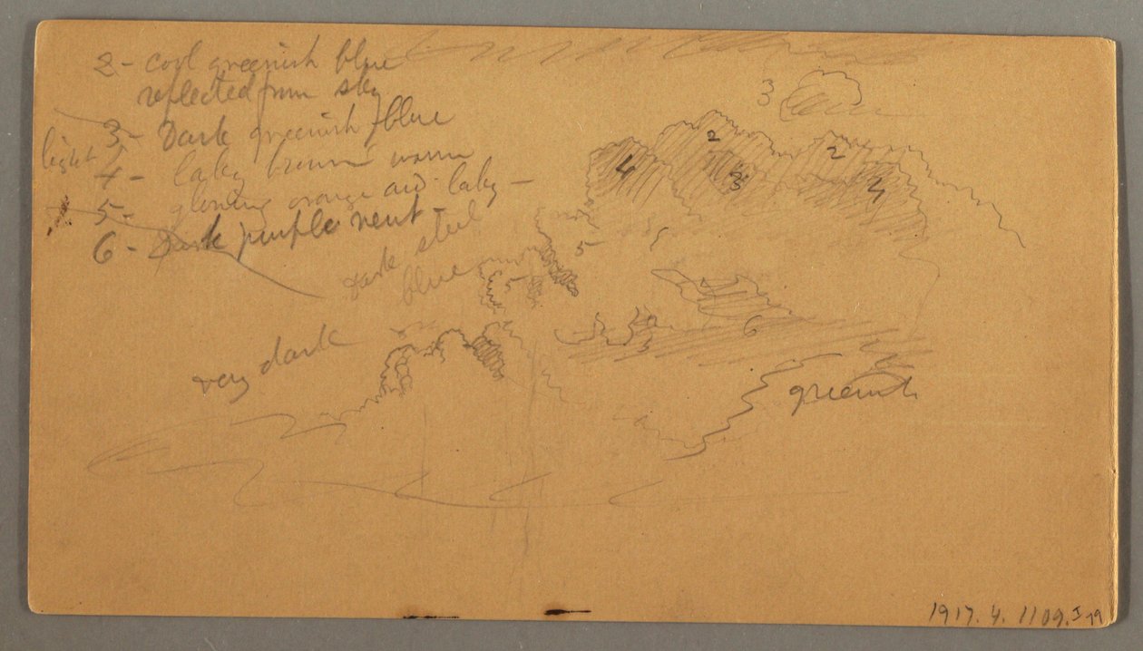 Teckning, Molnstudie, möjligen 1874 av Frederic Edwin Church