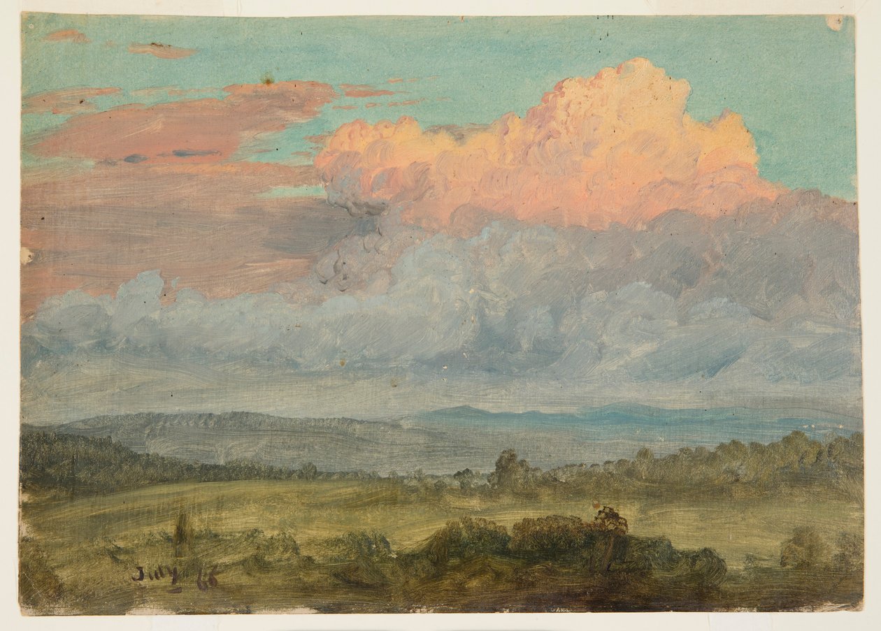 Teckning, moln, Hudson Valley, New York, juli 1866 av Frederic Edwin Church