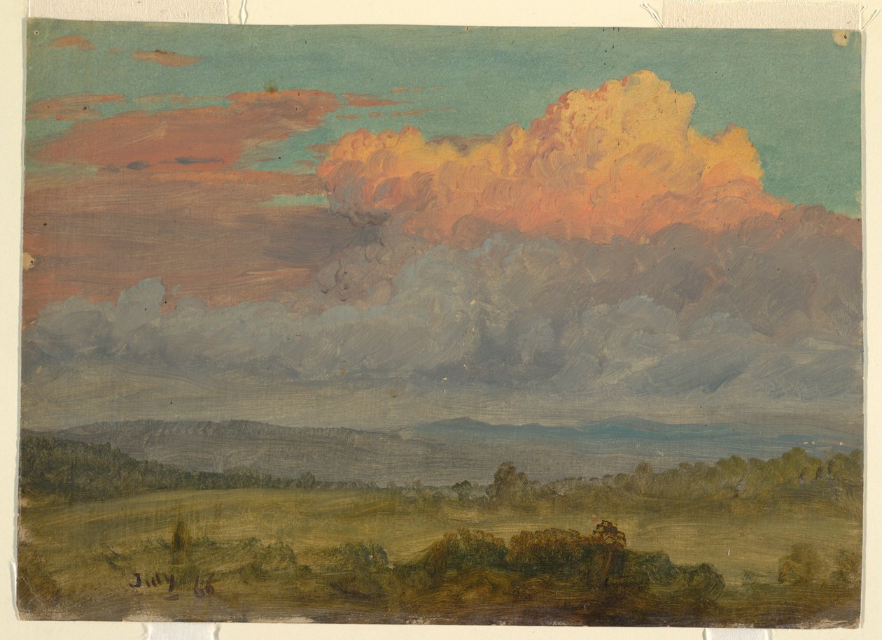 Teckning, moln, Hudson Valley, New York, juli 1866 av Frederic Edwin Church