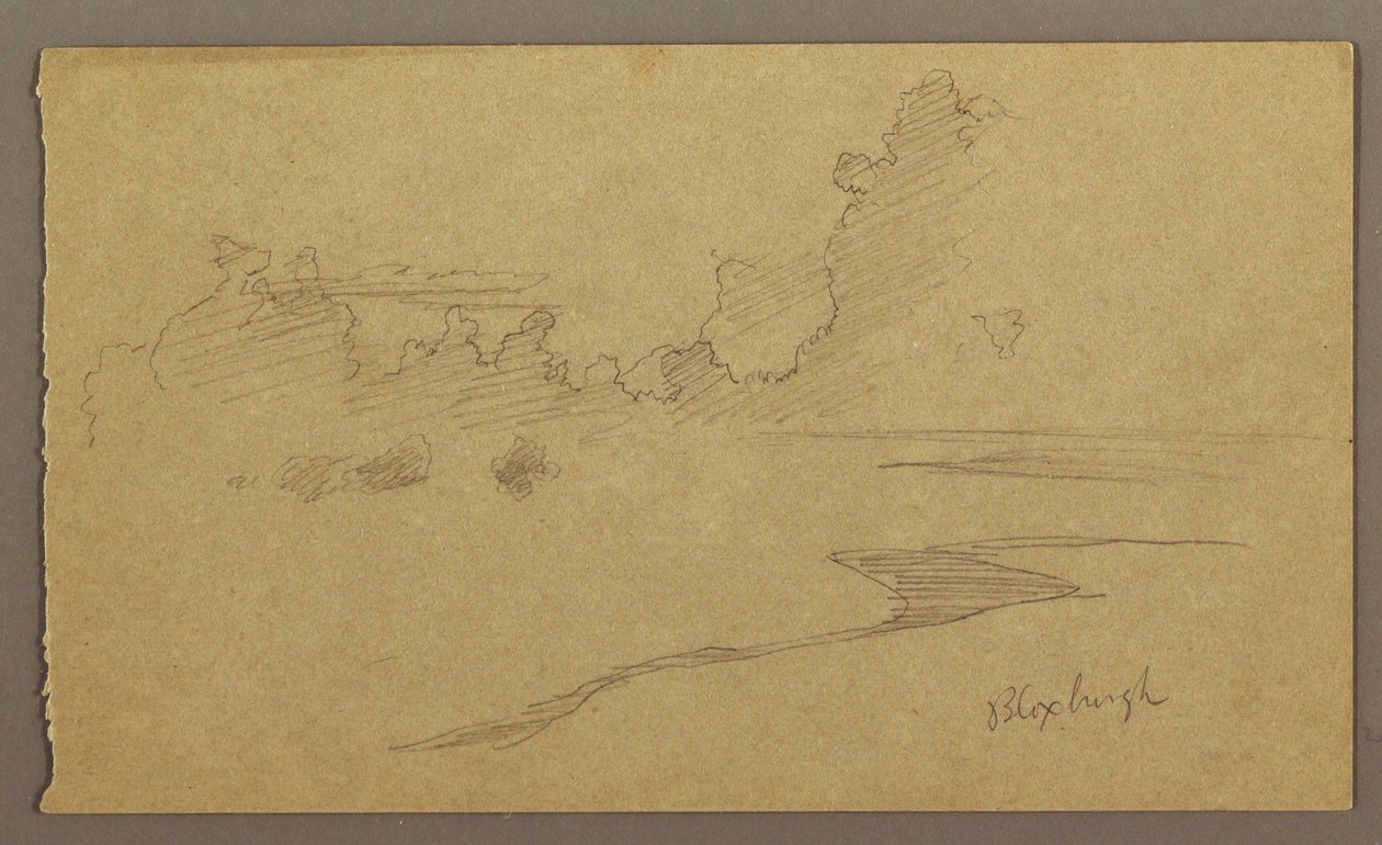 Teckning, Moln och strand, "Bloxburgh", augusti 1865 av Frederic Edwin Church