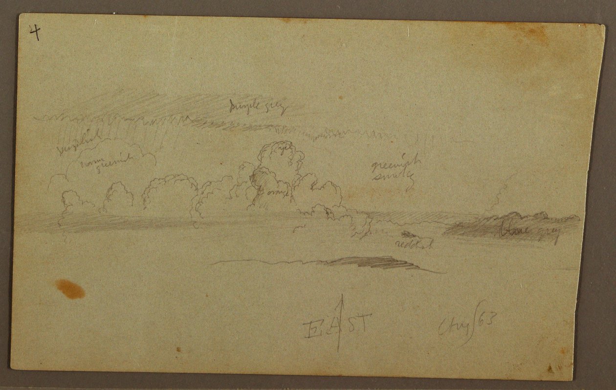 Ritning, Moln över kullen, 1863 av Frederic Edwin Church