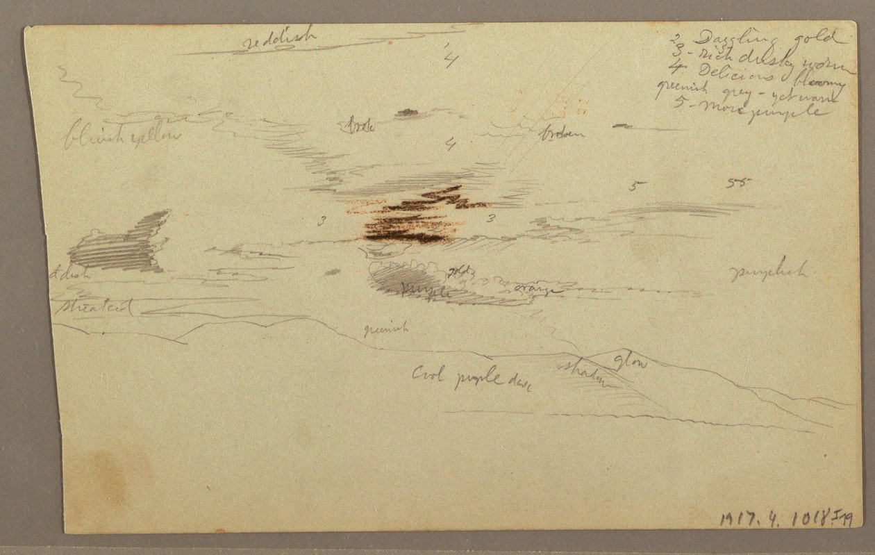 Ritning, Moln över kullen, 1863 av Frederic Edwin Church