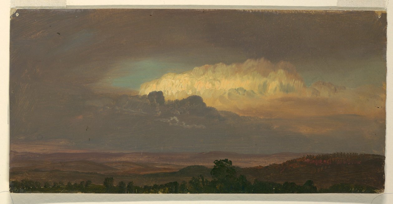 Teckning, Moln över kullar, augusti 1865 av Frederic Edwin Church