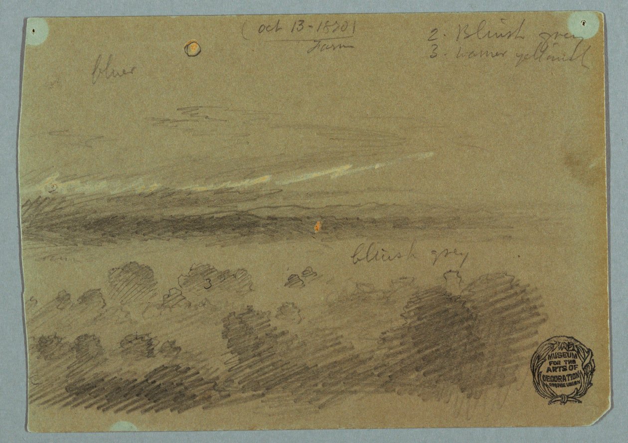 Teckning, Molnig himmel över berg, 19 juli 1866 av Frederic Edwin Church