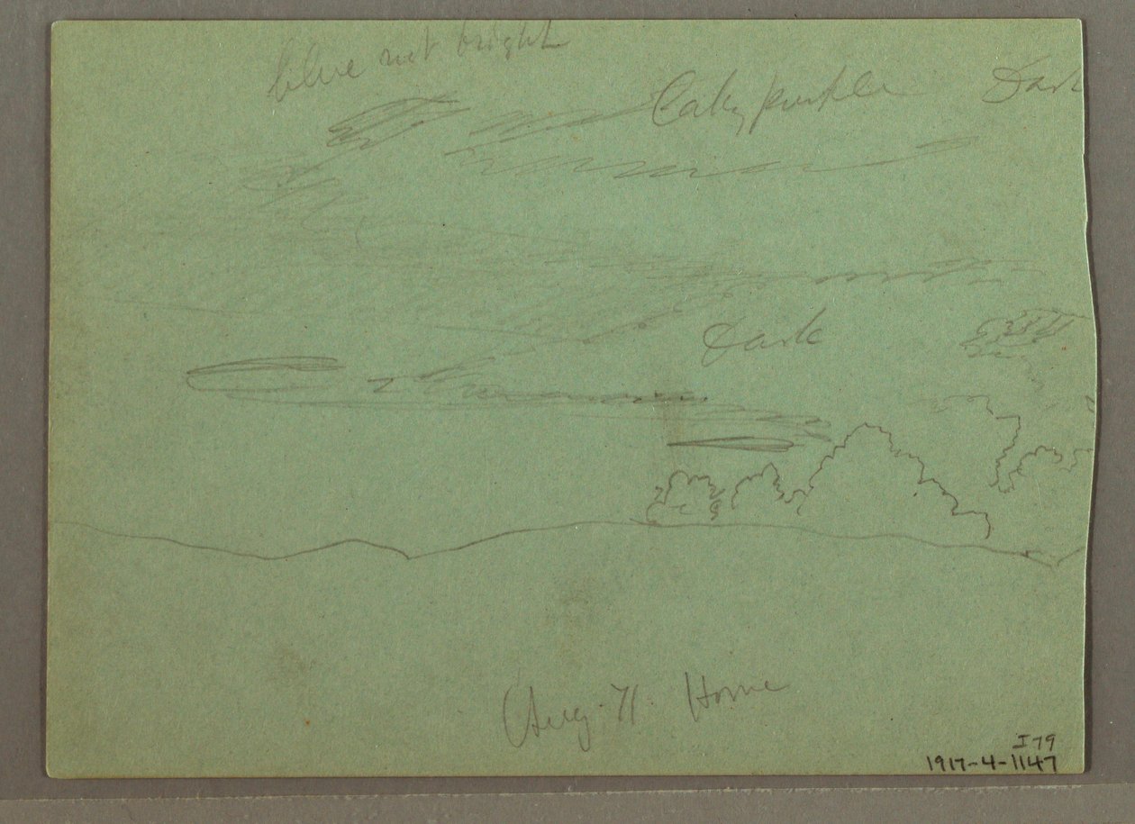 Teckning, Molnig himmel över ås, augusti 1871 av Frederic Edwin Church