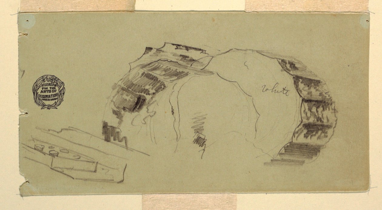 Ritning, Kolonn- och entablementfragment, Aten, april 1869 av Frederic Edwin Church