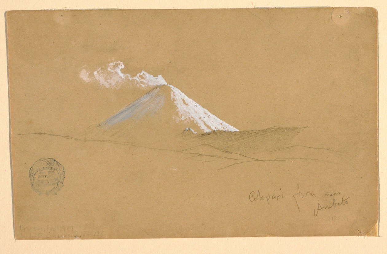 Teckning, Cotopaxi från närheten av Ambato, Ecuador, 1853 av Frederic Edwin Church