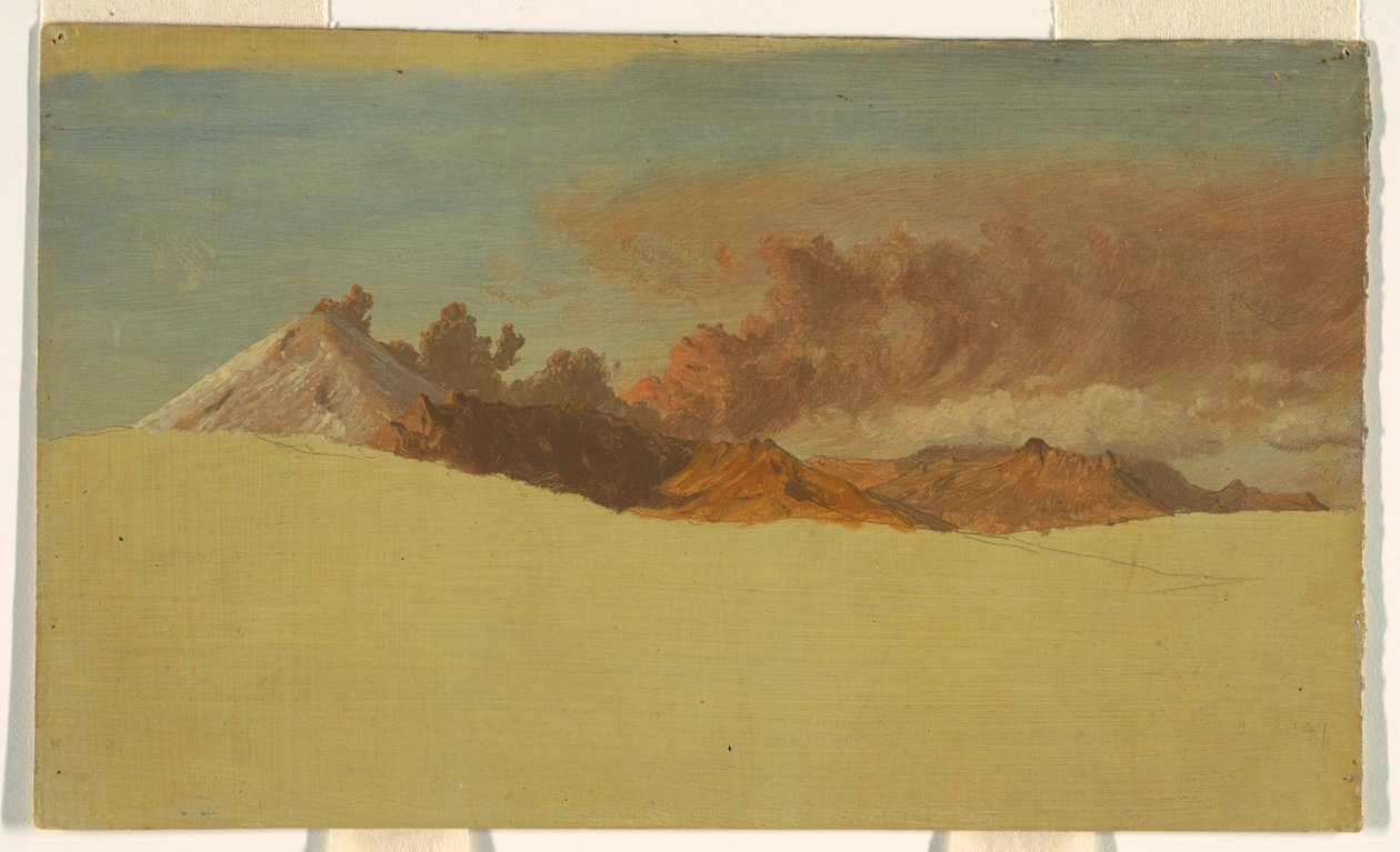 Teckning, Cotopaxi sedd från Ambato, Ecuador, 1853 av Frederic Edwin Church