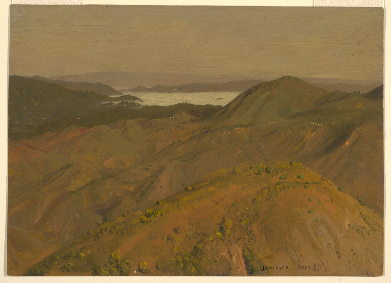 Teckning, Fjärran vy över bergstoppar, augusti 1865 av Frederic Edwin Church