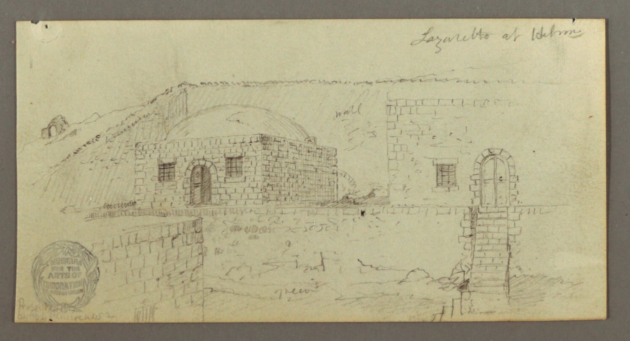 Ritning, kupolhus, hus med trappa, februari möjligen 1868 av Frederic Edwin Church