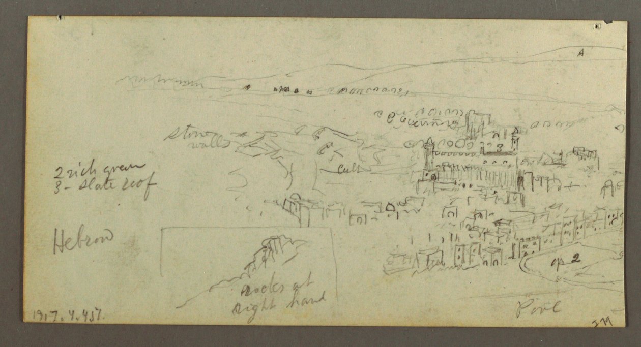 Ritning, kupolhus, hus med trappa, februari möjligen 1868 av Frederic Edwin Church