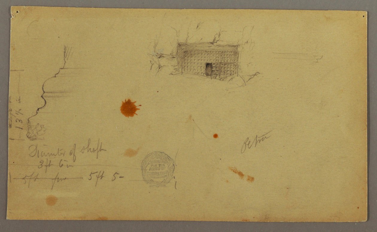 Ritning, Kupolhus, Hus med trappa, februari, möjligen 1868 av Frederic Edwin Church