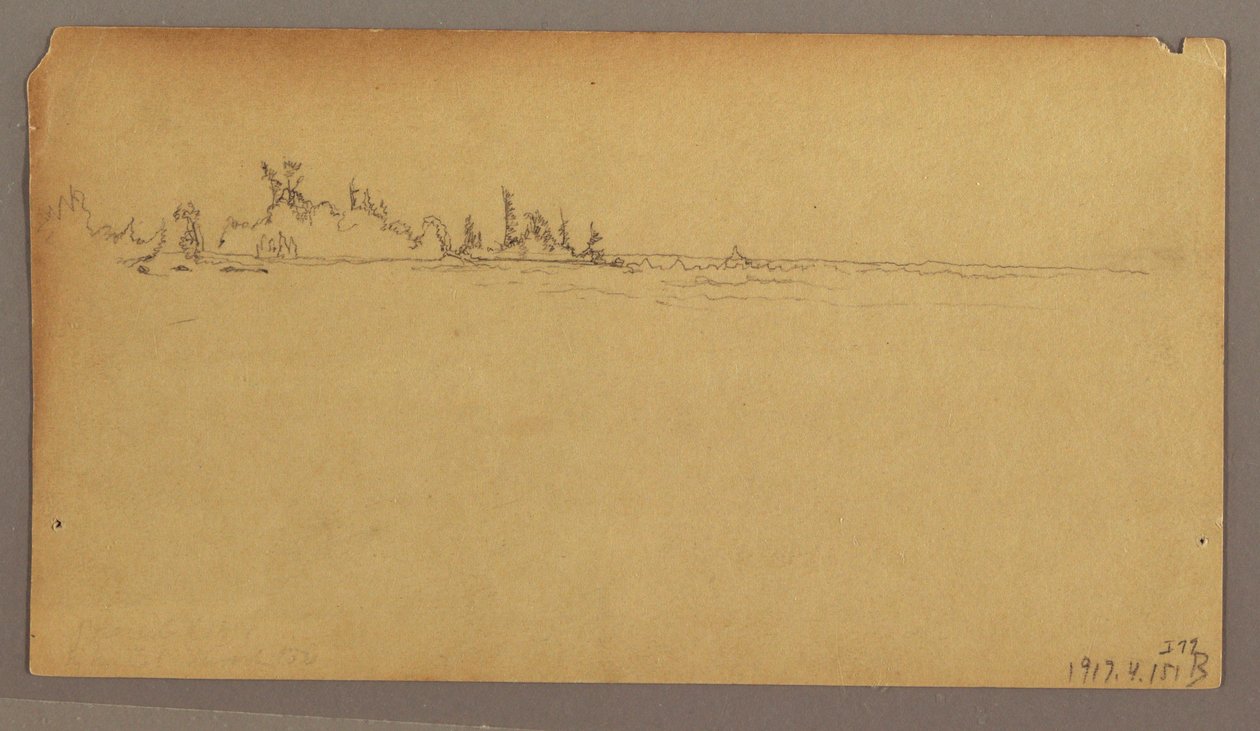 Teckning, Dubbel regnbåge över fallen, Niagarafloden, möjligen 1858 av Frederic Edwin Church