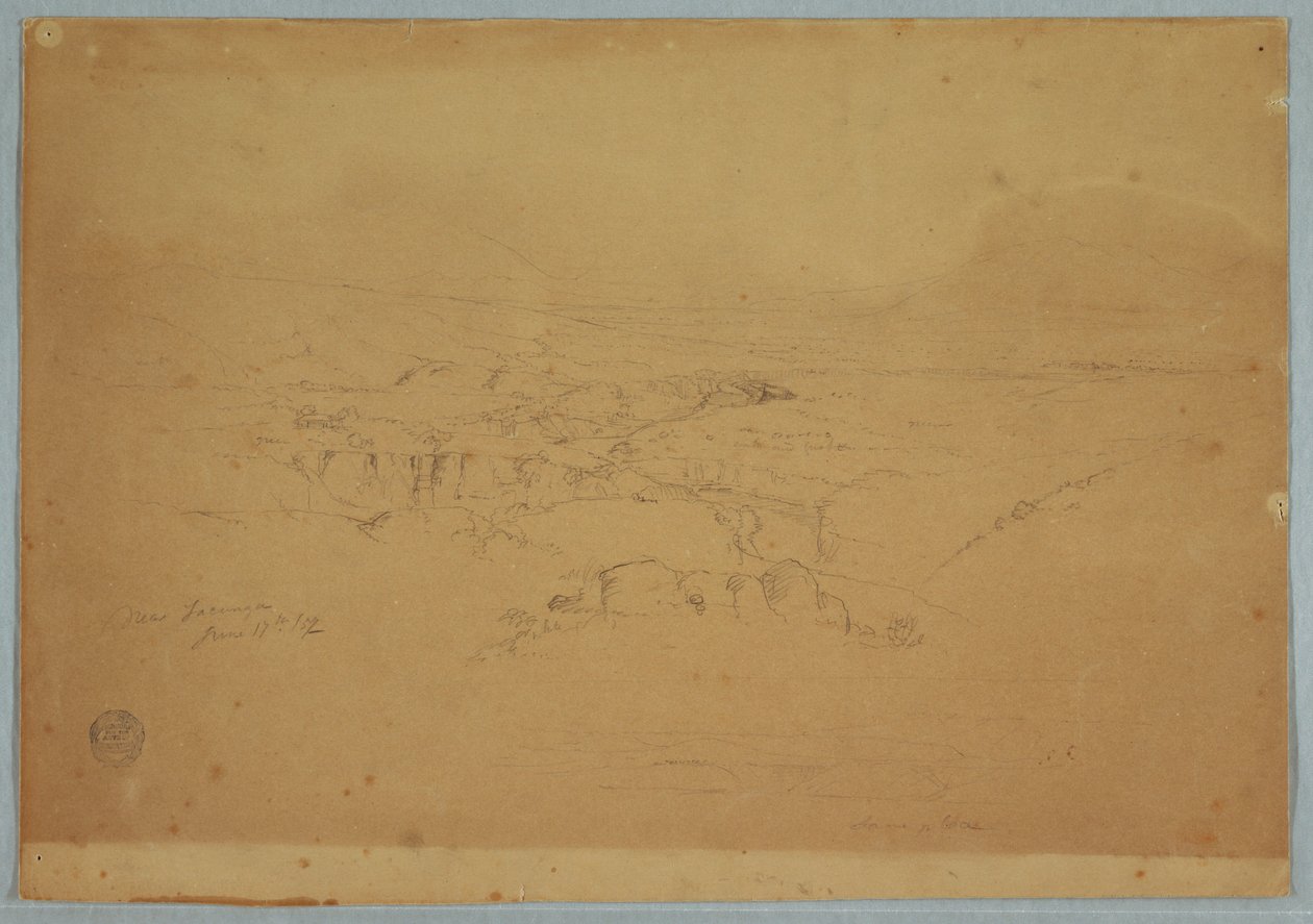 Teckning, Teckning.  Skisser.  Landskap, "Nära Tacunga", Ecuador, 17 juni 1857 av Frederic Edwin Church