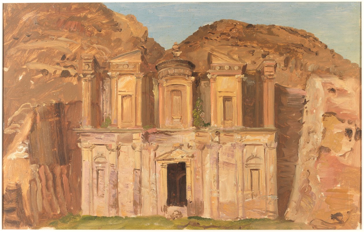 Ritning, Ed Deir Rock Temple, Petra, slutet av februari 1868 av Frederic Edwin Church