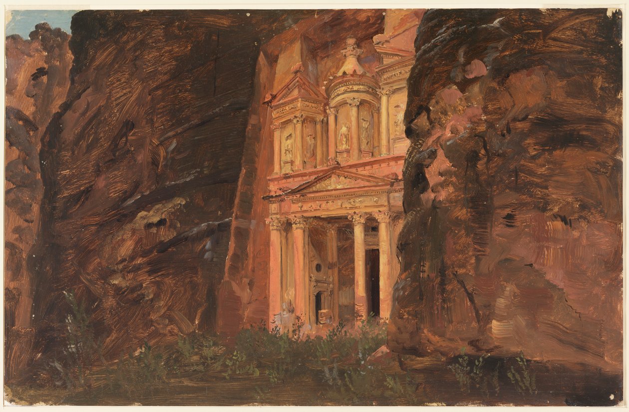 Ritning, El Khasneh, Petra, slutet av februari 1868 av Frederic Edwin Church