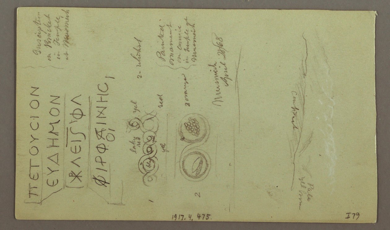 Ritning, fasaden till Parrelorium, 28 april 1868 av Frederic Edwin Church