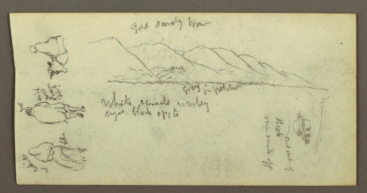 Teckning, Figurstudie, bergskedja, möjligen 1868 av Frederic Edwin Church