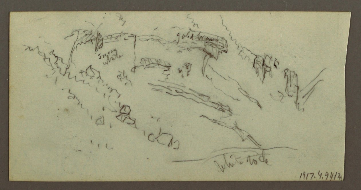 Teckning, Figurstudie, bergskedja, möjligen 1868 av Frederic Edwin Church