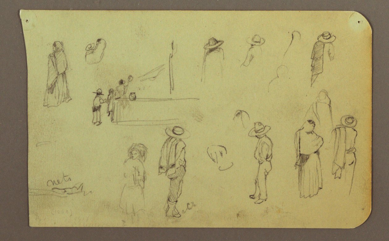 Teckning, Figurer, Verso: Figur, Landskap, 1883 av Frederic Edwin Church