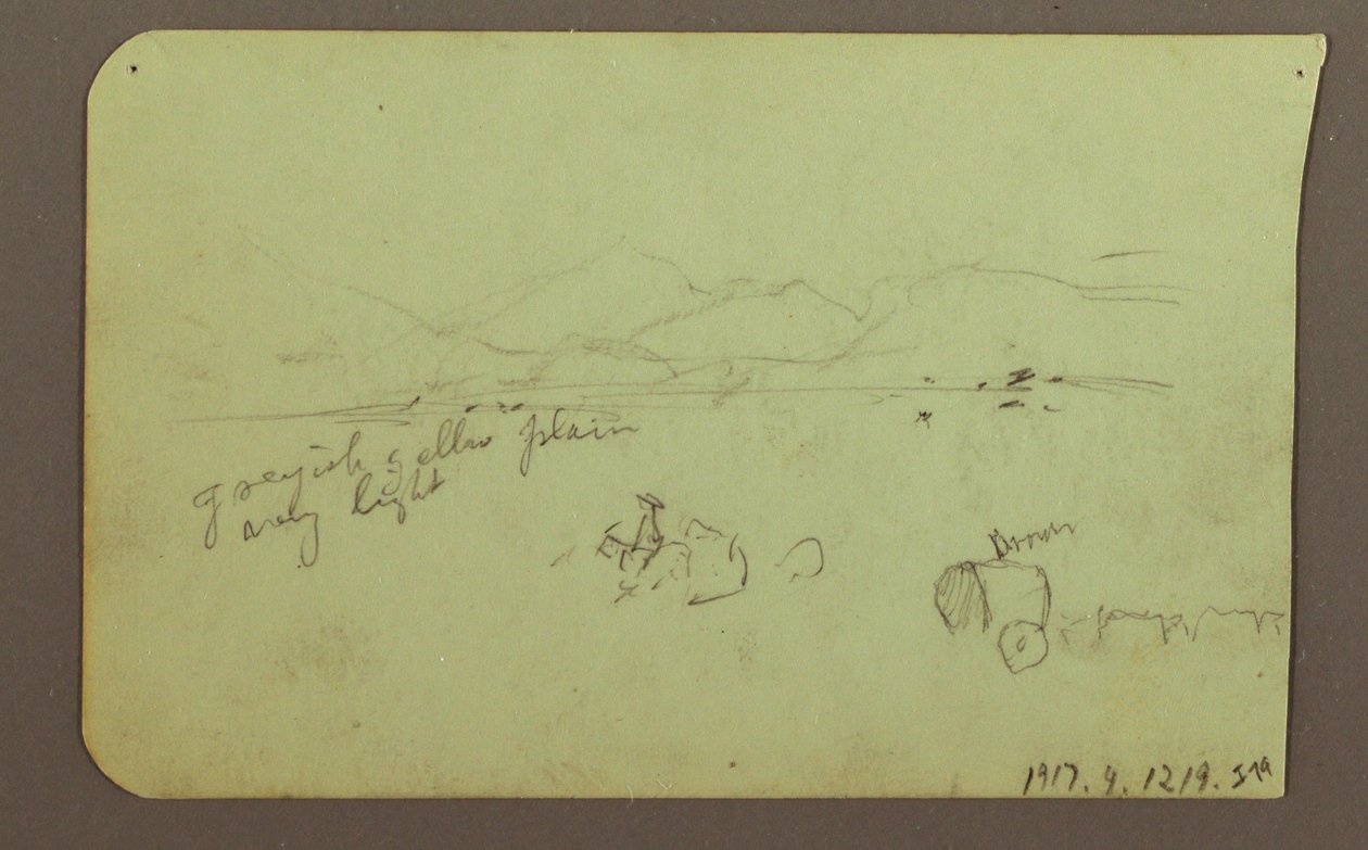 Teckning, Figurer, Verso: Figur, Landskap, 1883 av Frederic Edwin Church