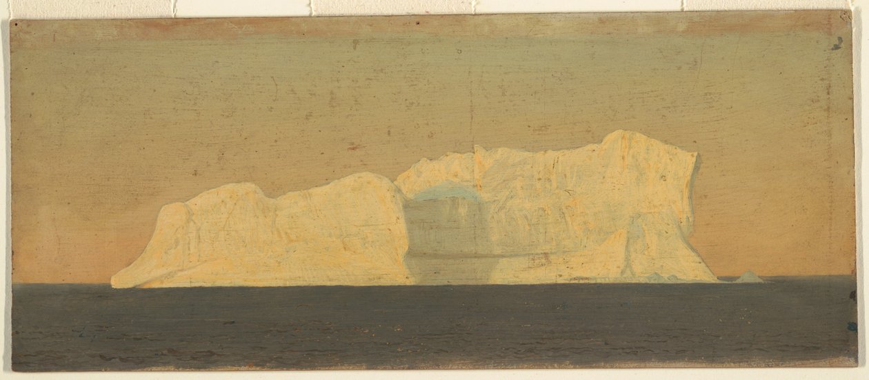Teckning, flytande isberg, Labrador, juni eller juli 1859 av Frederic Edwin Church