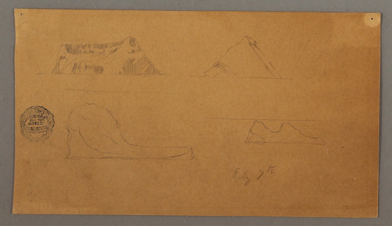 Teckning, Flytande isberg, 7 juli 1859 av Frederic Edwin Church