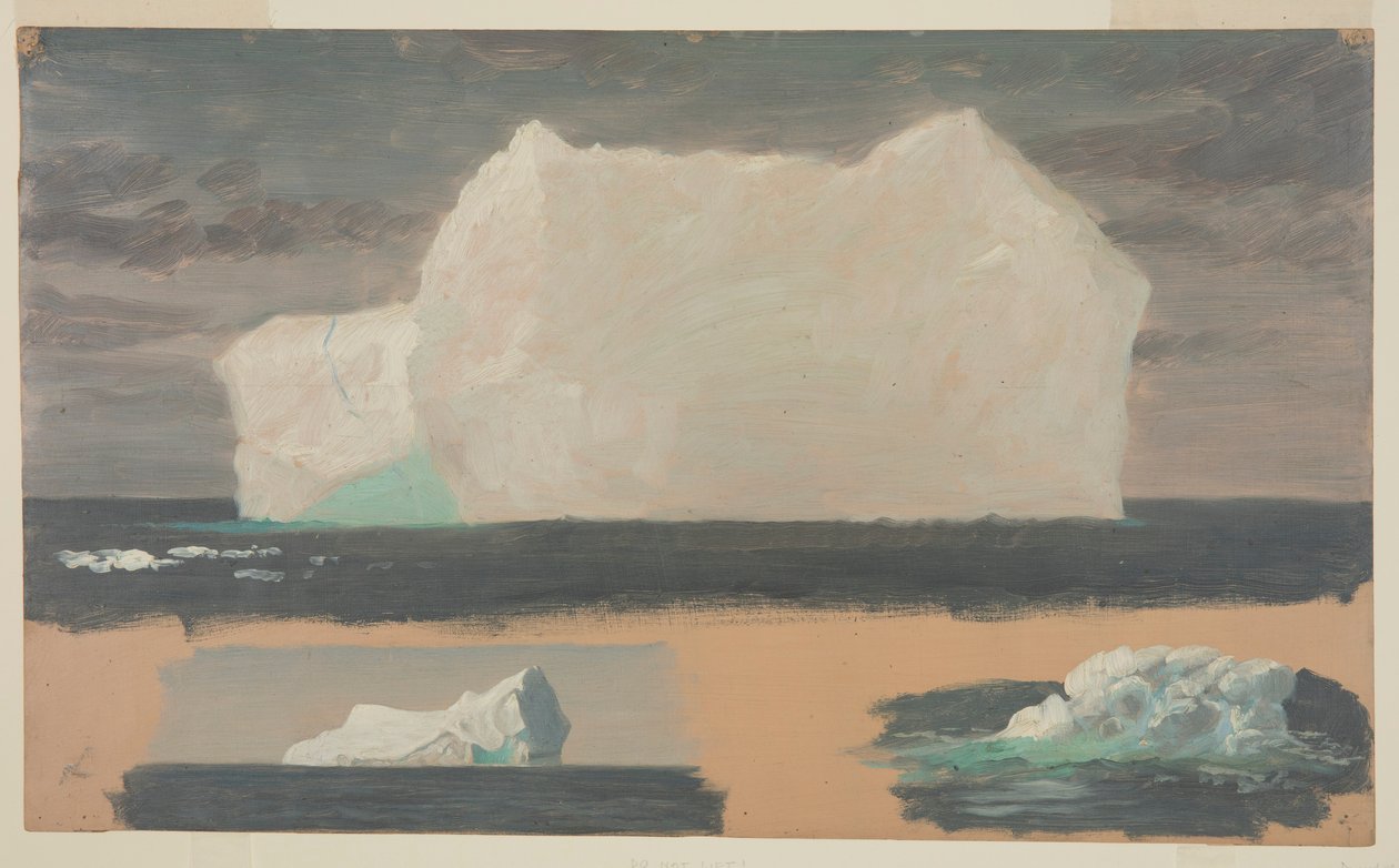 Teckning, flytande isberg nära Twillingate, Newfoundland, 4 juli 1859 av Frederic Edwin Church