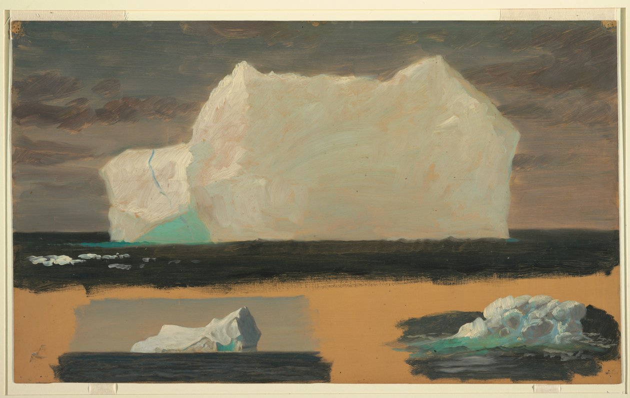 Teckning, flytande isberg nära Twillingate, Newfoundland, 4 juli 1859 av Frederic Edwin Church