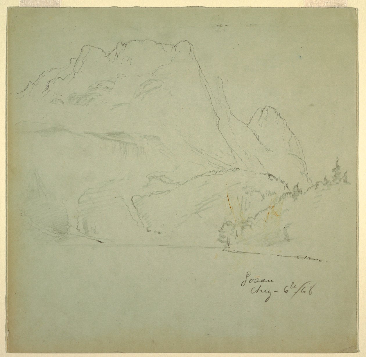 Teckning, Från en av Gosausjöarna, Salzkammergut, 6 augusti 1868 av Frederic Edwin Church