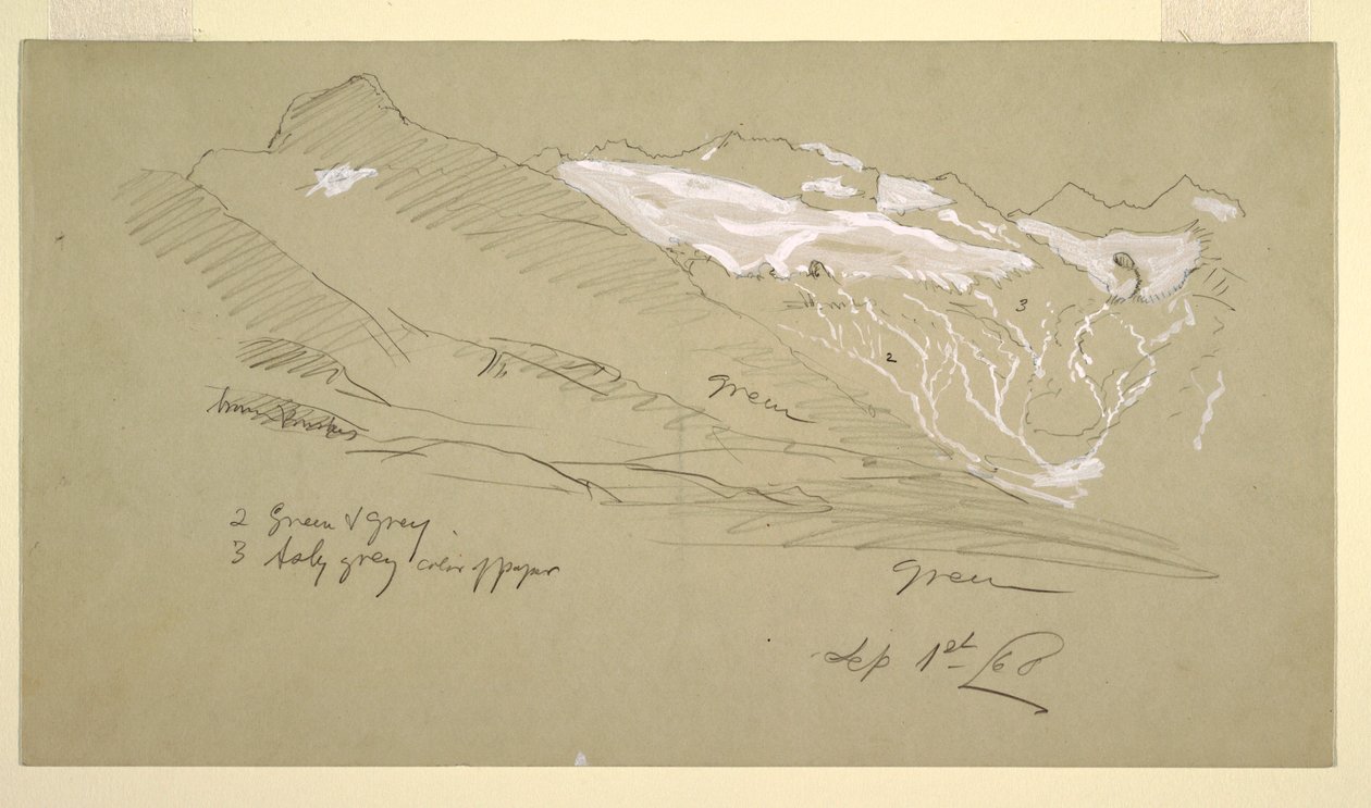 Teckning, Från Berns alper, Bel Arp, augusti 1868 av Frederic Edwin Church