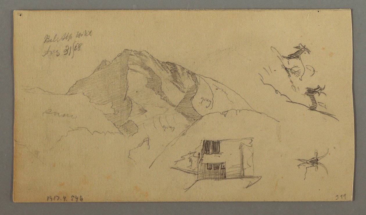 Ritning, Glacier, 21 augusti 1868 av Frederic Edwin Church