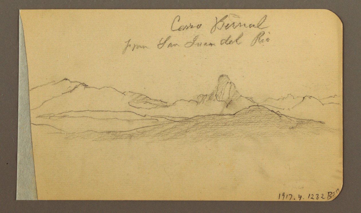 Teckning, bergskedjor, San Bernal Peak, 1889 av Frederic Edwin Church