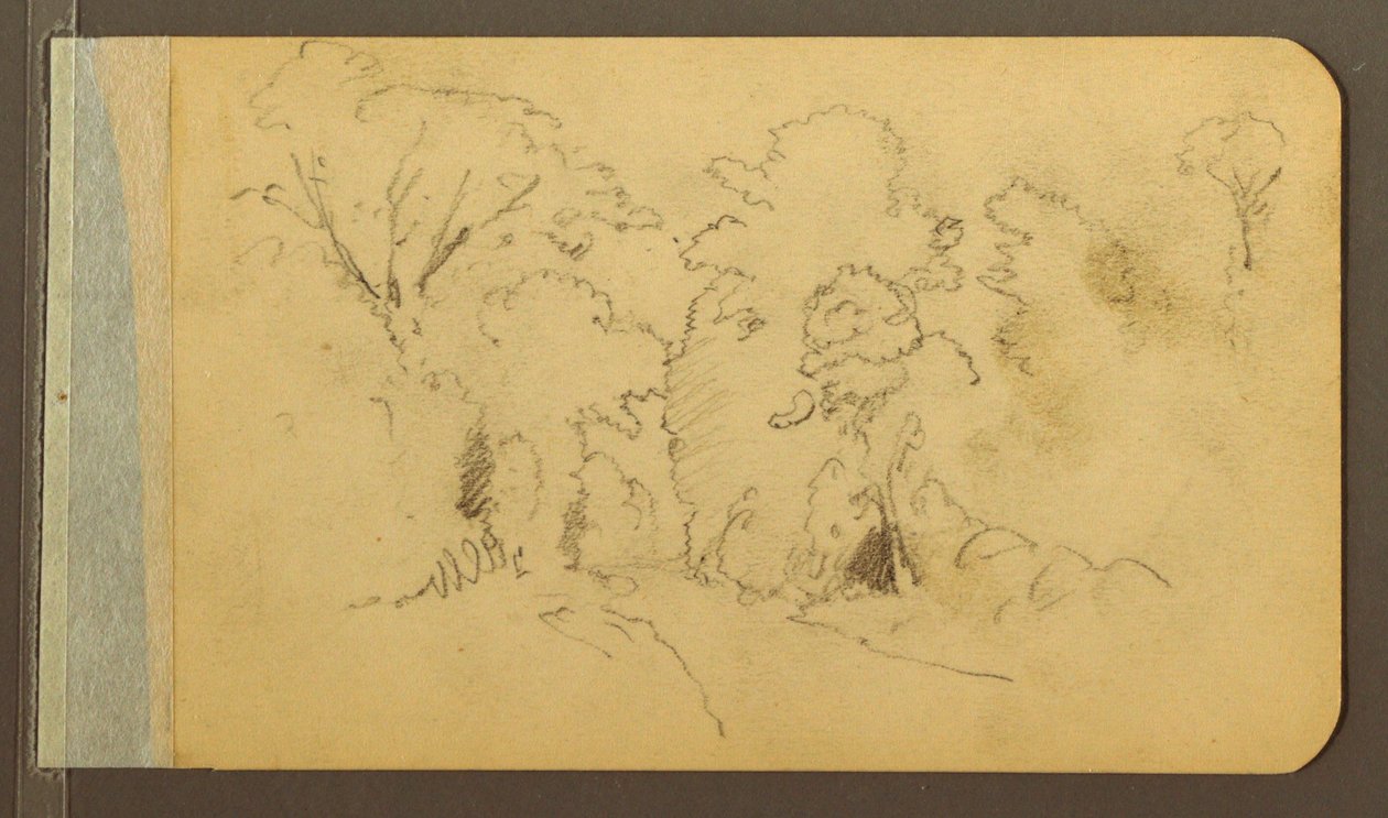 Teckning, Hill and Mountain Ranges; Averso: Väg i skogen, 1889 av Frederic Edwin Church