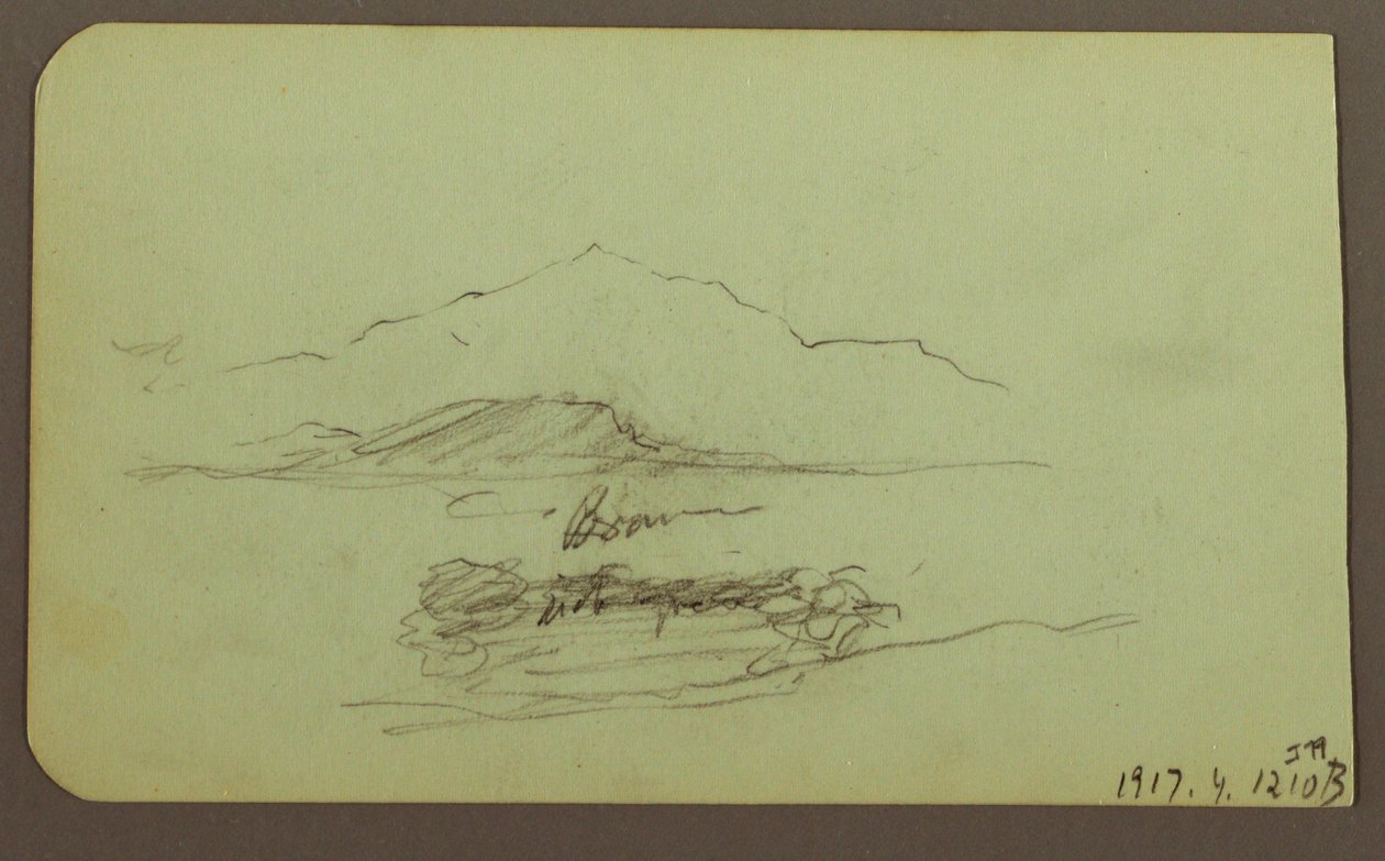 Teckning, kullar, boskap; Verso: Landskap, 1883 av Frederic Edwin Church