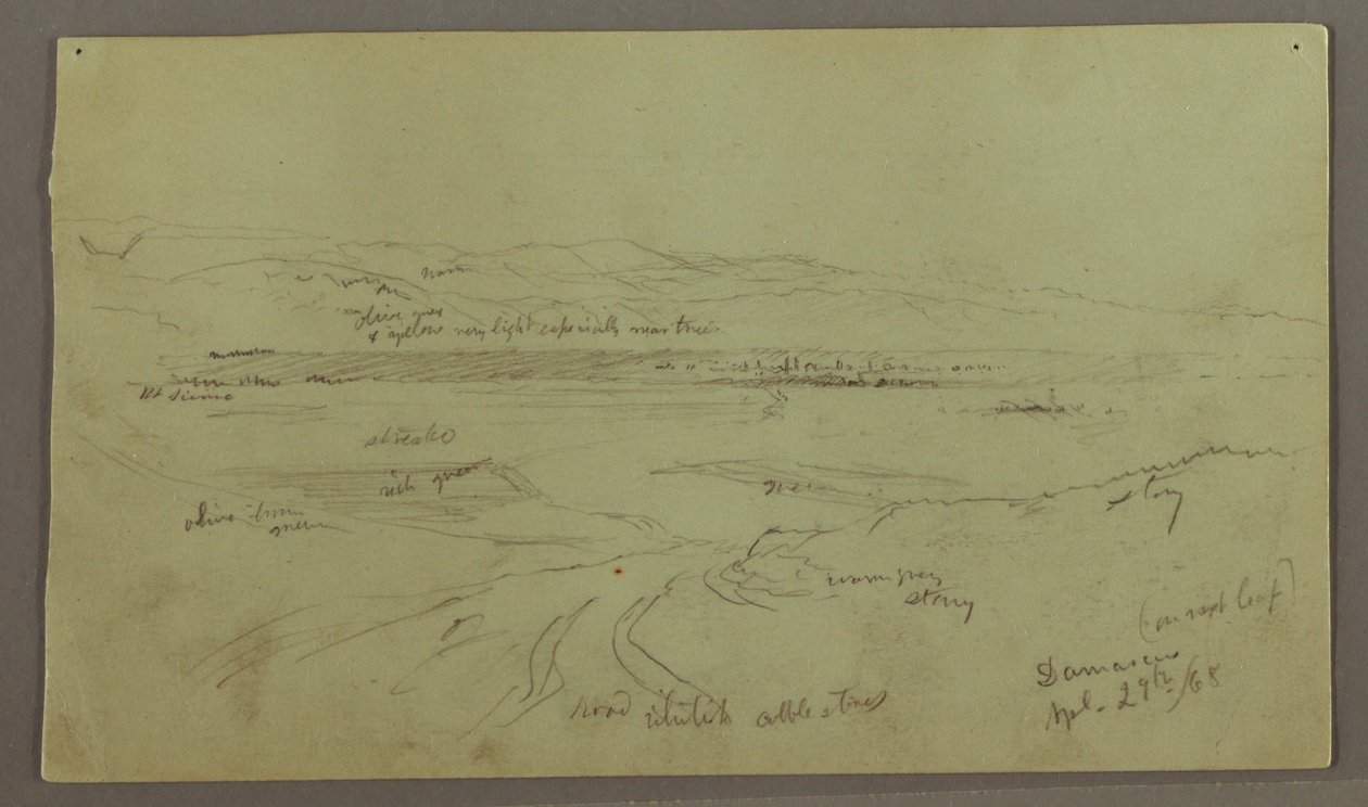 Ritning, kullar och slätter, 29 april 1868 av Frederic Edwin Church