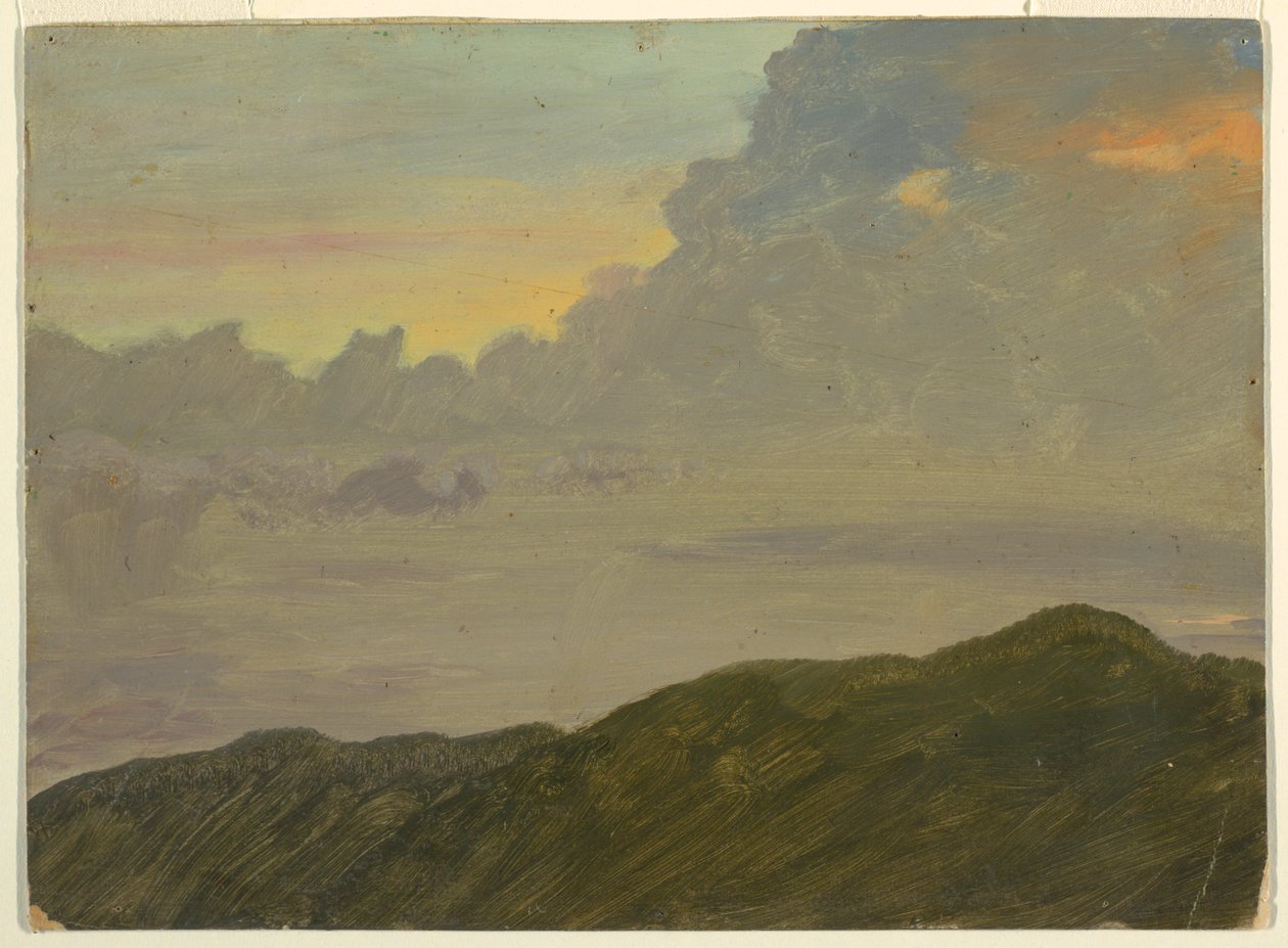 Teckning, Bergstopp och moln, 1865-66 av Frederic Edwin Church