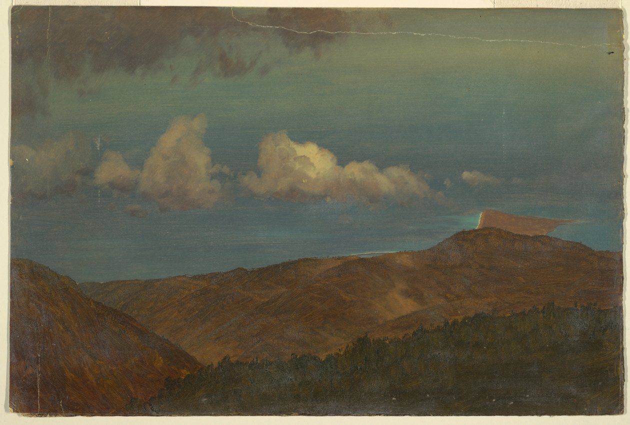 Teckning, Kuperat landskap, 1865 av Frederic Edwin Church