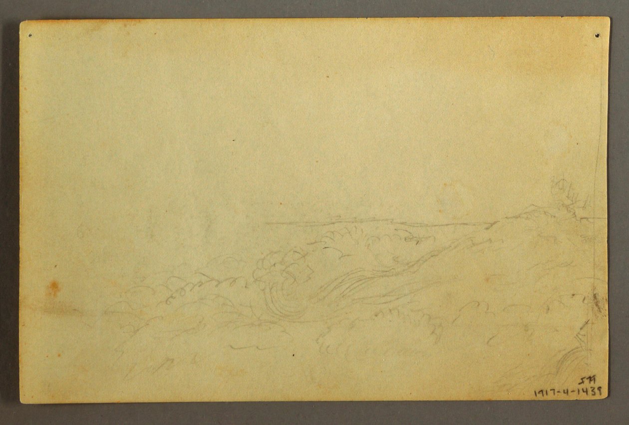 Teckning, Hus i skogen vid en bäck, april 1845 av Frederic Edwin Church