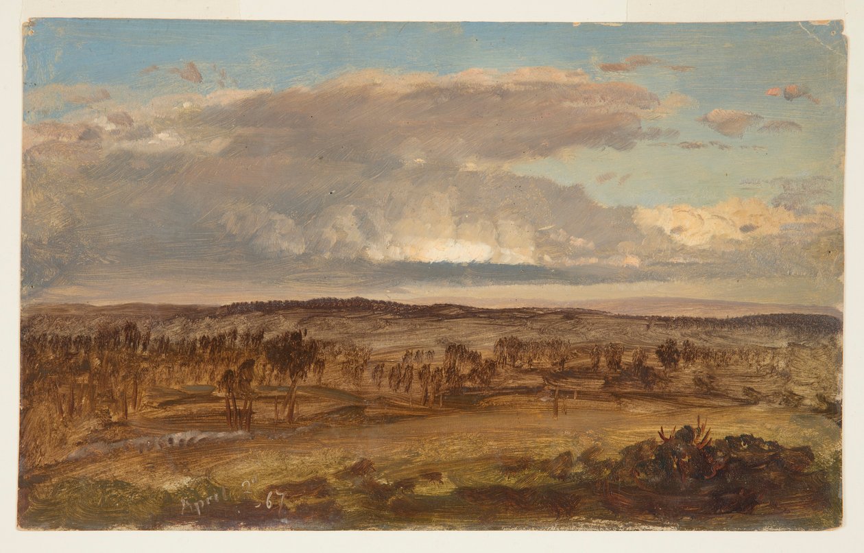 Teckning, Hudson Valley, april 1867 av Frederic Edwin Church