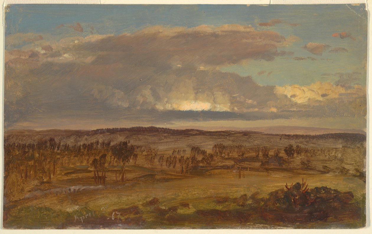 Teckning, Hudson Valley, april 1867 av Frederic Edwin Church