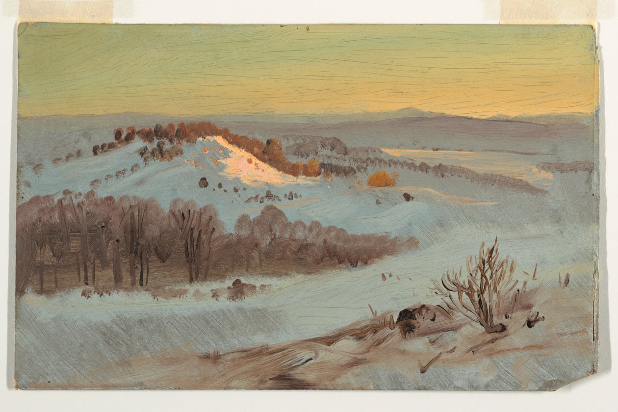 Teckning, Hudson Valley, New York på vintern, 1869-70 av Frederic Edwin Church