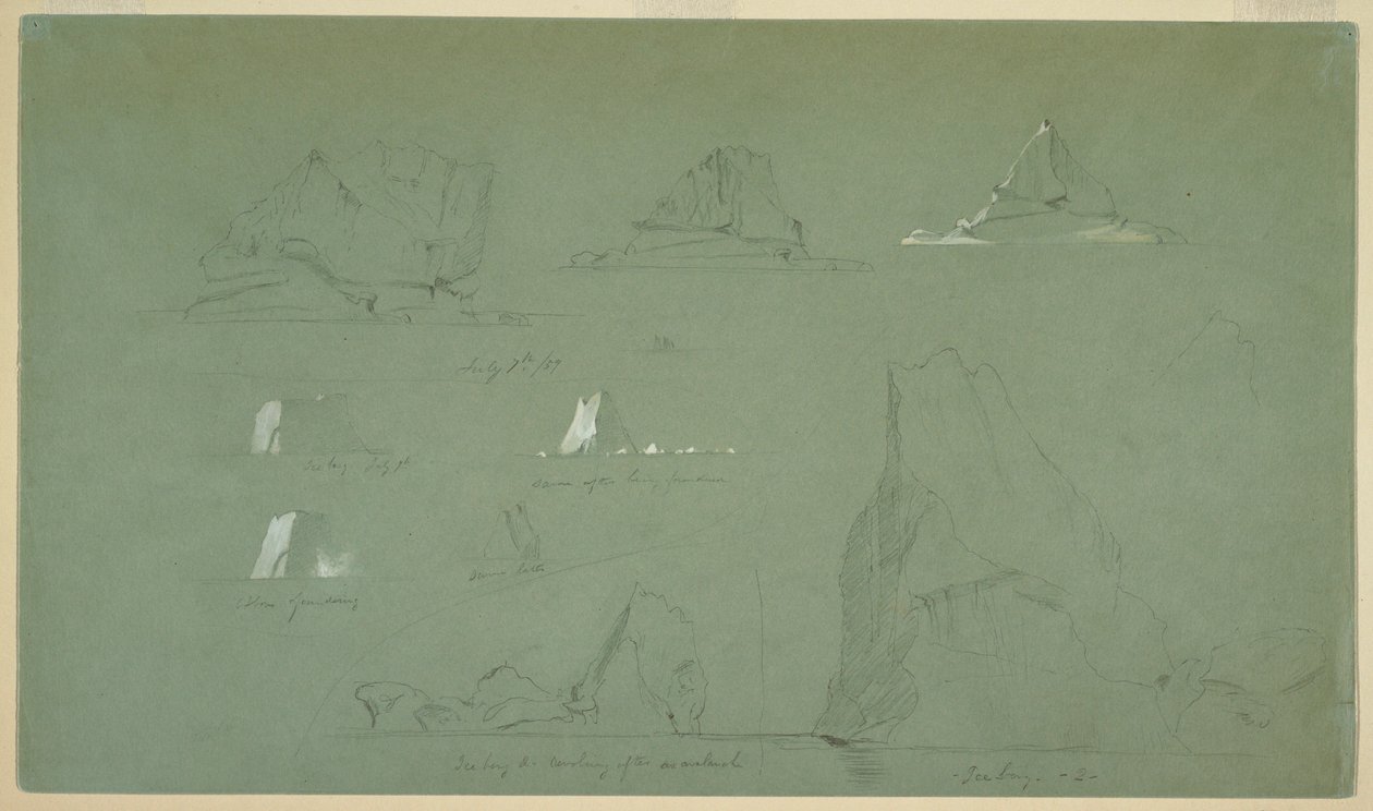 Ritning, Isberg, 7 och 9 juli 1859 av Frederic Edwin Church