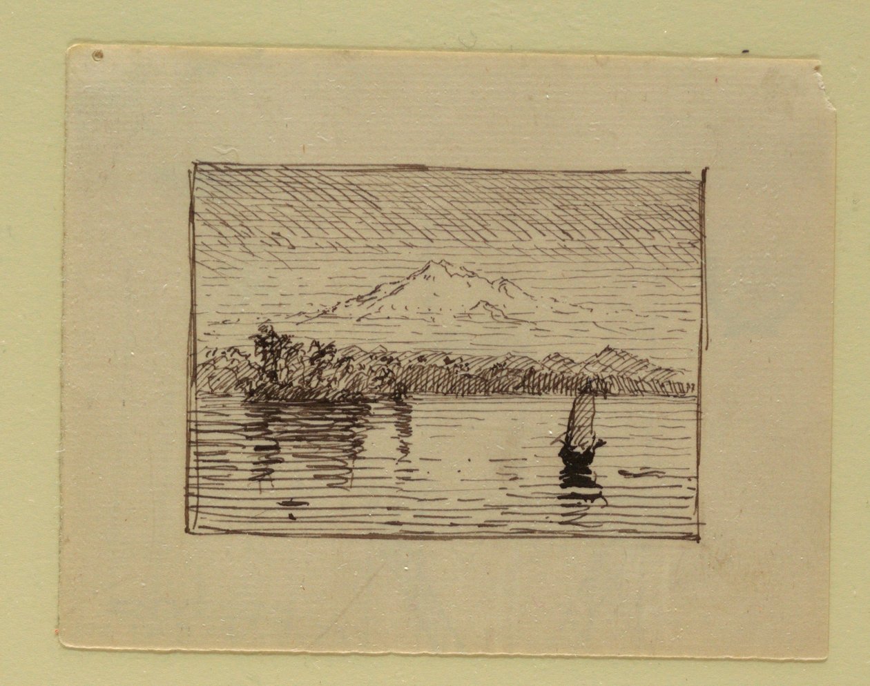 Teckning, Imaginärt landskap, ca 1850 av Frederic Edwin Church