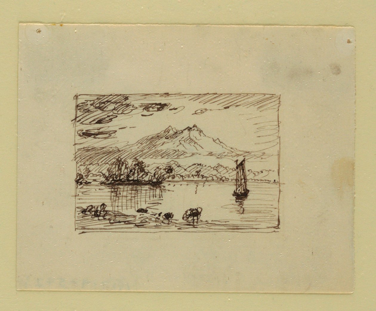 Teckning, Imaginärt landskap, ca 1850 av Frederic Edwin Church