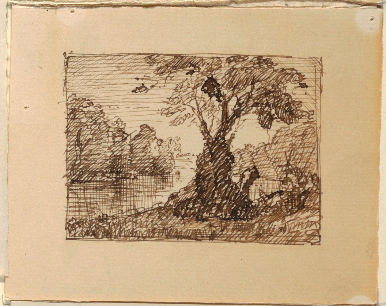 Teckning, Imaginärt flodlandskap, ca 1870-73 av Frederic Edwin Church