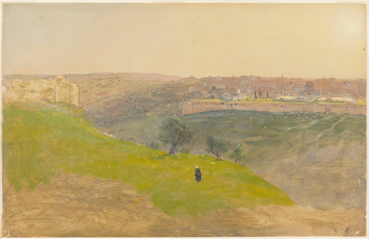 Teckning, Jerusalem från Olivberget, mars 1868 av Frederic Edwin Church