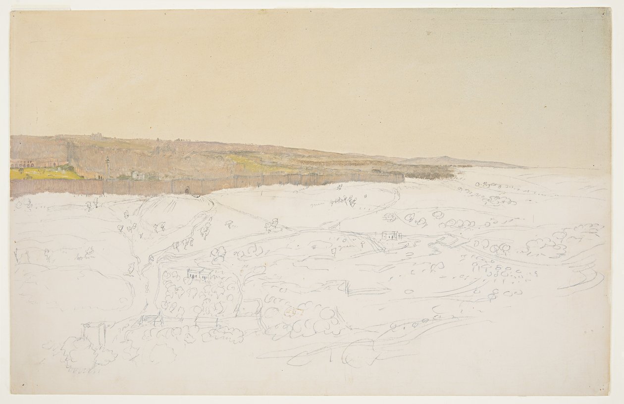 Ritning, Jerusalem, allmän vy, april (), 1868 av Frederic Edwin Church