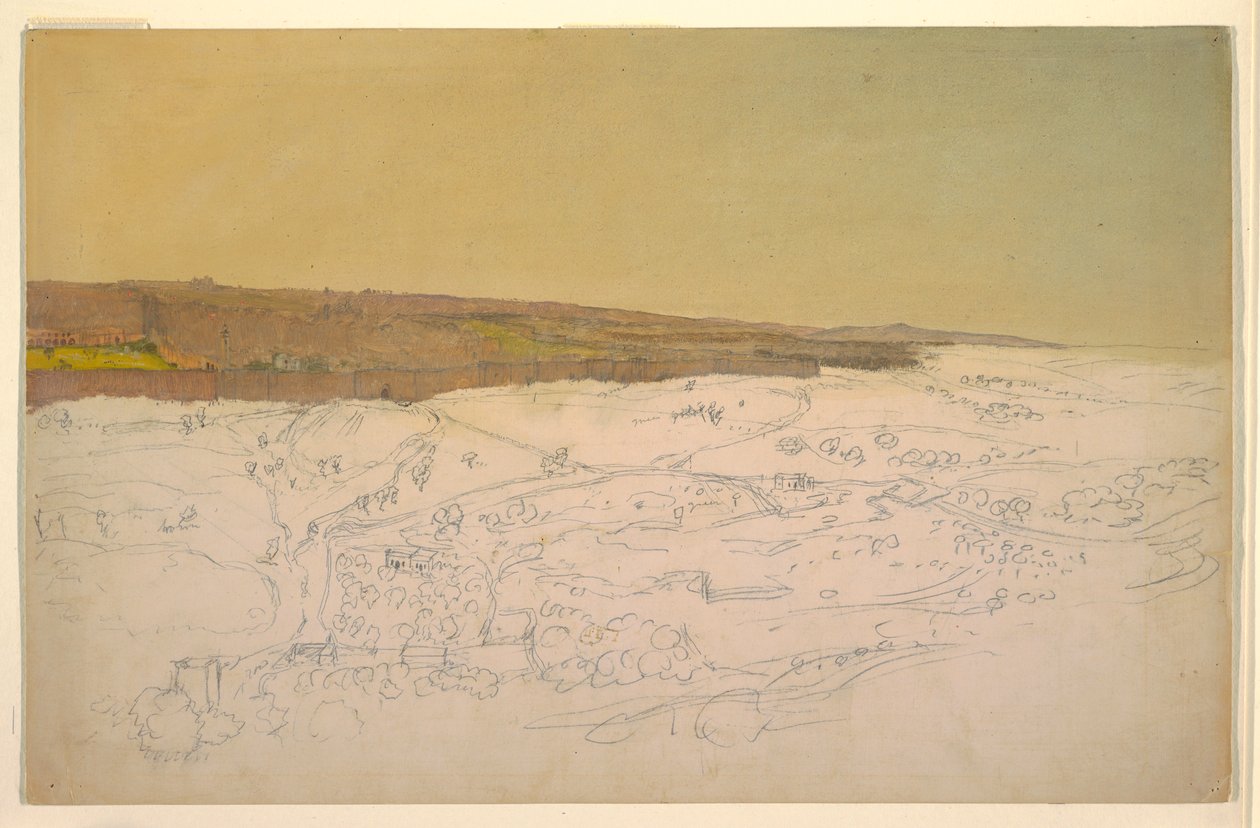 Ritning, Jerusalem, allmän vy, april (), 1868 av Frederic Edwin Church